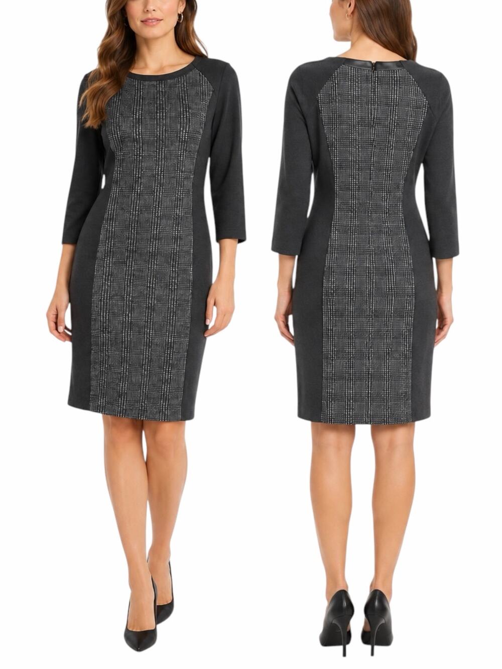 MaxMara Wool Blend Houndstooth Sheath Mini Dress Gray Size S